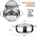 Kerilyn Deep Fryer Pot, 9.4 Inch/3.4 L Janpanese Style Tempura Frying Pot with Lid, 304 Stainless Steel with Temperature Control and Oil Drip Drainer Rack, for Kitchen French Fries, Chicken etc