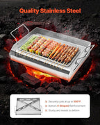 VEVOR Stainless Steel Griddle, 17x13 inch Universal Flat Top Rectangular Plate, Gas Grill Griddle for BBQ Grill, Teppanyaki, Portable Family Cookware with Handle, for Camping Tailgating Party