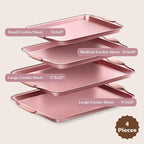 Country Kitchen Nonstick Stackable Bakeware Set - Heavy Duty, Durable, Easy Release Baking Set, Pink, 4 Pcs