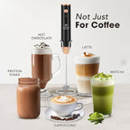 Zulay Kitchen Rechargeable Milk Frother Handheld - Lux 4 Whisks, Powerful 2-Speed Motor, Waterproof, 2000mAh Battery - Drink Mixer for Latte, Cappuccino, Matcha & Protein Powder - Dark Copper
