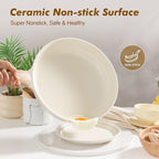 SENSARTE Ceramic Nonstick Frying Pan Skillet with Lid 11inch Non Stick Omelet Pan, Non-toxic Healthy Kitchen Cooking Chef's Pan, Free of Intentionally Added PFOA/PFAS/PTFE, Induction Compatible, White