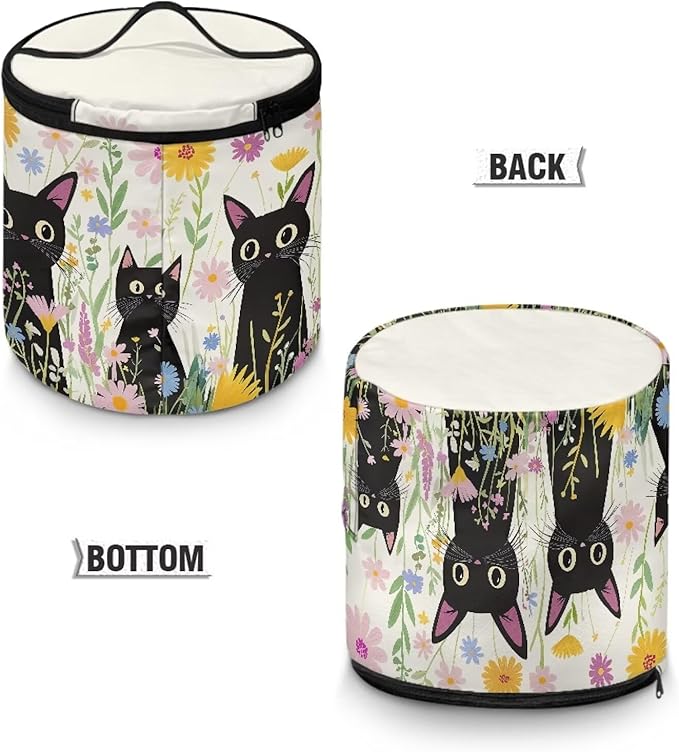 Black Cat Electric Pressure Cooker Storage Bag Wildflower Kitchen Appliance Protective Pressure Cooker Insulation Bag for Women