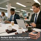 SEALON SLM02 Electric Coffee Mug Warmer (Wood, 3-Pack) - 3-Temperature Desk Cup Warmer with Auto Shut-Off (4 Hours) for Heating Coffee, Tea, Milk & Beverages