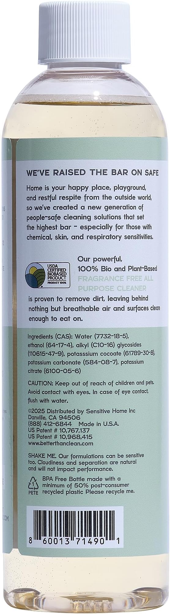 Unscented All Purpose Cleaner Concentrate - Plant-Based, Non-Toxic, Multi-Surface, Fragrance Free Cleaning Products - Pet Safe Cleaner - 8oz Makes 4 Bottles