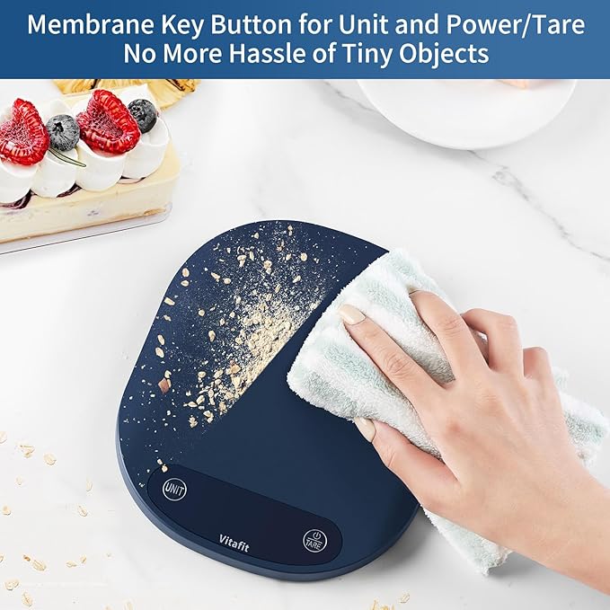 Vitafit 33lb/15kg Digital Food Scale in High Precision 0.1oz/1g, Our Own Kitchen Scale Professional Factory Since 2001, Home and Kitchen Essentials for Cooking and Baking, LED, 3*AAA Batteries, Blue