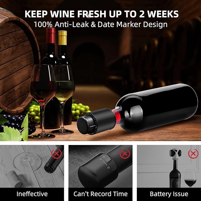 Wine Gifts-Electric Wine Opener-Automatic Wine Opener Rechargeable-Cordless Electric Corkscrew-Wine Bottle Opener with Foil Cutter, 2 in 1 Aerator Pourer, Vacuum Stopper, Gift Box