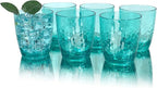 Set of 6 Hammered Style 15-ounce/430ml Acrylic Glasses Plastic Tumbler,BPA Free,Dishwasher Safe (Teal)