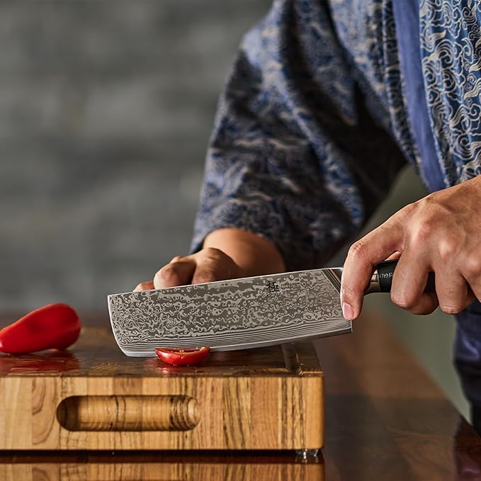 KYOKU Nakiri Knife - 7" - Shogun Series - Japanese Style VG10 Steel Core Damascus Blade - with Sheath & Case