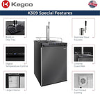 Kegco K309X-1 Keg Dispenser, 1 Faucet, Black Stainless Steel