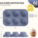 Socisen 2 Pack 6 Cups Silicone Jumbo Muffin Pan with Metal Reinforced Frame Silicone Molds for Baking Cupcake Cake Baking Pans Muffin Tin Tart Pans Baking Set for Easter Christmas holiday Cookie Tin