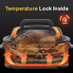 22 Quart Electric Turkey Roaster Oven with Self-Basting Lid Design, Large Stainless Steel Roaster Oven with Removable Pan & Rack, Silver