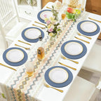 Round Placemats Set of 6, Cotton Rope Woven Table Mats, Hot Pads for Kitchen, Non Slip Heat Resistant Place Mats, 13 Inches Braided Placemat for Farmhouse Decor and Kitchen Table Decor (Blue)