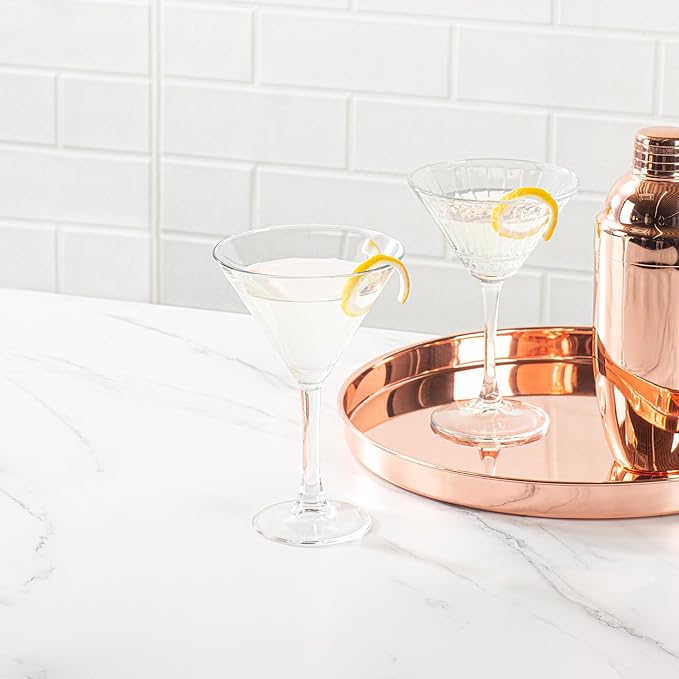 Restaurantware Cascata 9 Ounce Stemmed Martini Glasses Set Of 12 Tempered Martini Glasses - Chip-Resistant Fine-Blown Glass Martini Glass Set Dishwasher-Safe For Martinis Or Cocktails