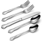 Oneida Silverware Set For 8, Azalea 45-Piece Everyday Flatware Set with Serving Utensils, Floral, Service For 8, 18/0 Stainless Steel, Dishwasher Safe, Knives Spoons And Forks Sets (Silver, 45 Pieces)
