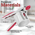 PriorityChef Large 15oz Potato Ricer, Heavy Duty Stainless Steel Potato Masher and Ricer Kitchen Tool, Press and Mash Kitchen Gadget For Perfect Mashed Potatoes - Everytime, Red