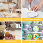 Juome Cake Pop Mold Kit, Stainless Steel Circle Cake Pop Cutter and Pusher Cake Pop Maker with Sticks, Round Cake Pop Shapes Supplies Accessories, Baking Tools for Home Baking Desserts