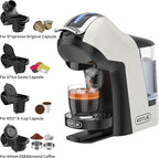 KOTLIE Single Cup Coffee Maker, Multi Capsule Machine Compatible With Various Capsule Types, 4 Temperature Settings, 7 Water Volume Levels,19 Bar(Glossy White)
