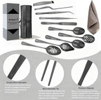 | Plating Tools Culinary Set | 11 Piece Professional Chef Plating Tools Pro Kit | Kitchen Plating Utensils | Modernist Cuisine Food Art | Stainless Steel | Black (Black)