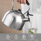 Whistling Tea Kettle – 2.64 Quart Stovetop Teapot, Stainless Steel Water Kettle for Camping & Kitchen, Foldable Handle – Perfect for Coffee & Tea