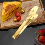 9 Inch Gold Cooking Tongs Set of 4, Stainless Steel Bread Salad Food Tong Serving Utensils for Buffet, Kitchen
