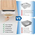 10-inch Paper Plate Dispenser Under Cabinet, Bamboo Paper Plate Holders, Kitchen Counter Vertical Plate Dispensers Holders Countertop Caddy (For 10-inch Plates, White)