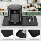 Silicone Heat Resistant Mats for Countertop,24x16 Inch Air Fryer Mat with Kitchen Accessories Holder Pad for Microwave/Oven,Compatible with Ninja/Cosori/Chefman/Toshiba,Kitchen Countertop Protector