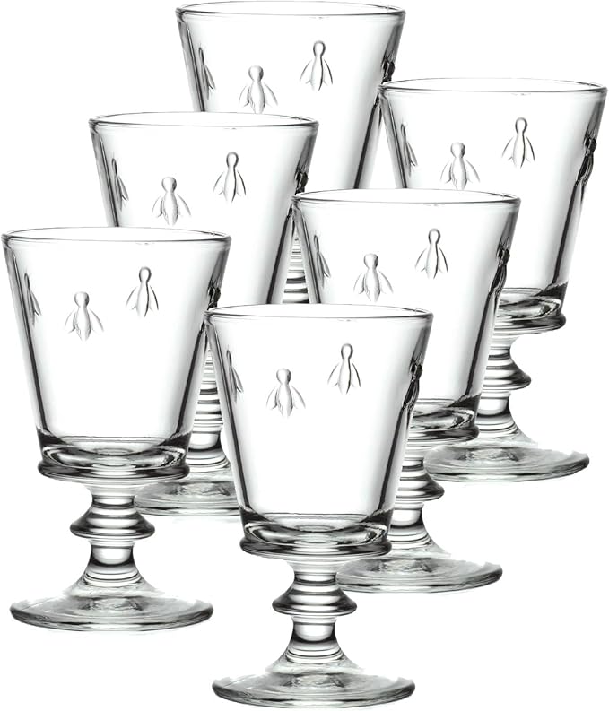 La Rochere Napoleon Bee Stemmed Wine Glass Set of 6 – Vintage Wine Glasses – La Rochere Bee Glassware Sets (9 oz)