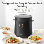 Compact Mini Rice Cooker Small Kitchen 3-Cup (Uncooked) / 6-Cup (Cooked), Non Stick Ceramic Inner Pot Rice Maker, 24H Timer Delay, Auto Keep Warm, 9 Functions Multicooker For Brown Rice, Steam, Soup