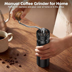 COOL KNIGHT Manual Coffee Grinder, 7-Edge SUS420 Stainless Steel Conical Burr, 72-Click External Adjustment, 25g Capacity, Aluminum Body, Walnut Handle, Magnetic Catch Cup for Espresso & Pour Over