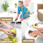 Vegetable Brush Set - 2 Pack, Potato Scrubber, Carrot, Corn & Mushroom Brush with Wood Handle