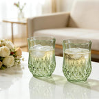 24 Pack Plastic Stemless Wine Glasses,12oz Unbreakable Vintage Elegant Drinking Glass Set,Reusable Fancy Cocktail Cups for Party, Wedding, and Bulk Events (24, 12oz-Sage Green)