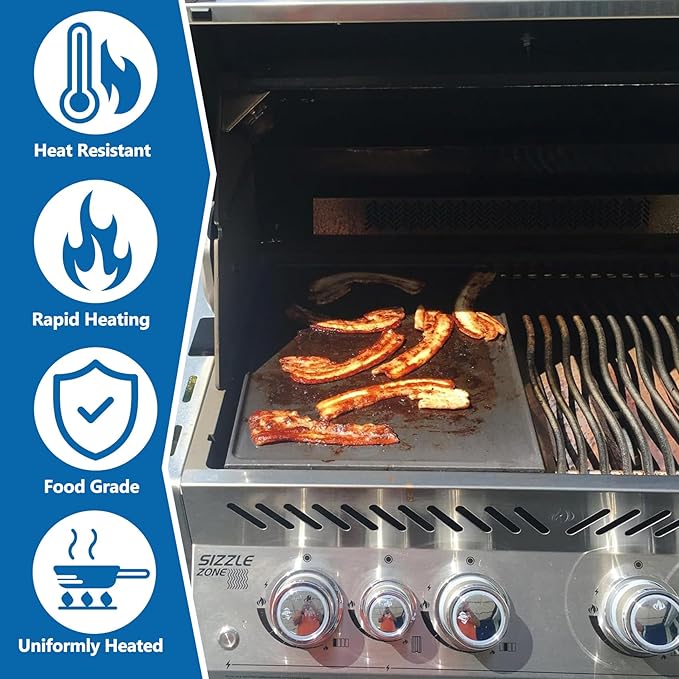 SafBbcue 56040 56041 Reversible Griddle Compatible with Charcoal/Gas Grills Napoleon Prestige 500 Pro 500 Parts Napoleon Built-In/LEX Series Grills, Compatible with Charbroil, Traeger, Pit Boss Grill