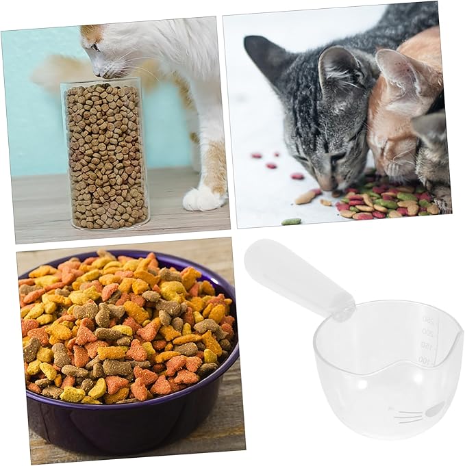 Pet Food Scoop Scale and Clip Plastic Spoon for Wet Food Convenient Feeding Tool for Cats and Dogs Easy to Use and Portable