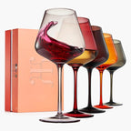 Khen Colored Crystal Wine Glass Set of 5, Large 20 OZ Glasses, Summer Flower Bright Italian Style Tall Stemmed Drinkware for Red & White Wine, Water Dinner Glasses, Color Glassware - (Stemmed)