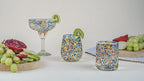 Confetti Dots Hand Blown Margarita Glasses - 100% Recycled Mexican Glassware - Artisan Crafted Drinking Glasses for Margaritas, Frozen Cocktails or Tequila - Set of 4 (14 oz)