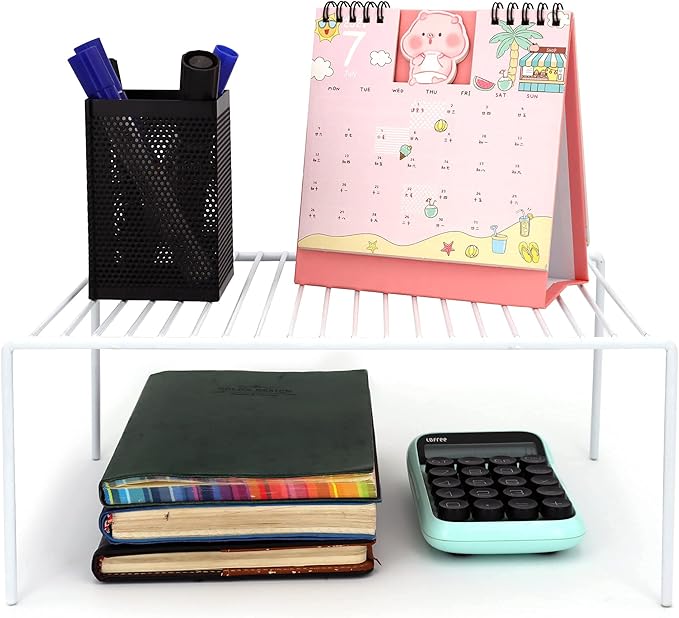 Redrubbit Large (15.7 x 9.4 Inch) Cabinet Storage Shelf Rack, Set of 6, Rustproof, Minimalist, White, Metal Steel, 6 Shelves, Kitchen, Bathroom, Bedroom, Freestanding, No Assembly Required