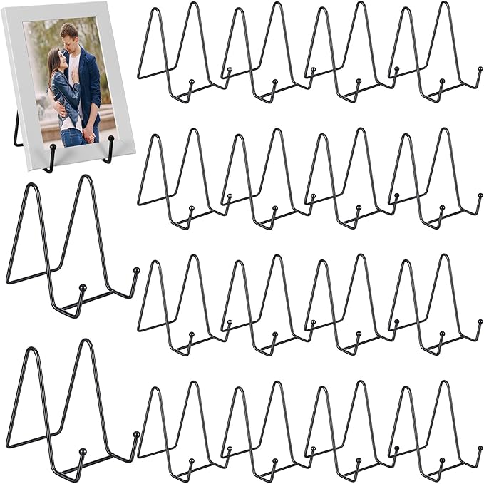 18 Pcs Plate Stands for Display, 4.5 in Metal Plate Holders Display Stands Can Be Used for Picture Stand, Book Stands for Display, Plate Display Stands, Easel, Photo Frame Stands, Plaque Stands, Black