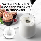 Zulay Kitchen Powerful Milk Frother Handheld Foam Maker for Lattes - Whisk Drink Mixer for Coffee, Mini Foamer for Cappuccino, Frappe, Matcha, Hot Chocolate - Unicorn Black