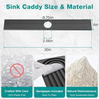 DK177 Faucet Mat for Kitchen Sink - Water Absorbing Stone Tray for Sink, Diatomite Fast-Drying Faucet Mat, Faucet Splash Guard for Bathroom Counter (Dark Gray, 30" x 4")