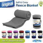 Cloudz Cozy Fleece Airplane Travel Blanket for Your Flight, Car, Camping, Home or Comforting Warmth Anywhere! - Grey