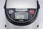 TIGER JAX-T10U-K 5.5-Cup (Uncooked) Micom Rice Cooker and Warmer with Tacook Food Steamer Cooking Tray Technology and 10 Auto-Cook Settings, Stainless Steel Black