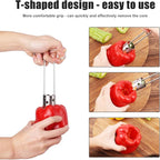 Fruit and Vegetable Corer, 2025 New Upgraded Stainless Steel Fruit Coring Remover T-Type Bell Chili Pepper Seed Deseeder Cutter Tool for Vegetables Fruit Kitchen Utensils