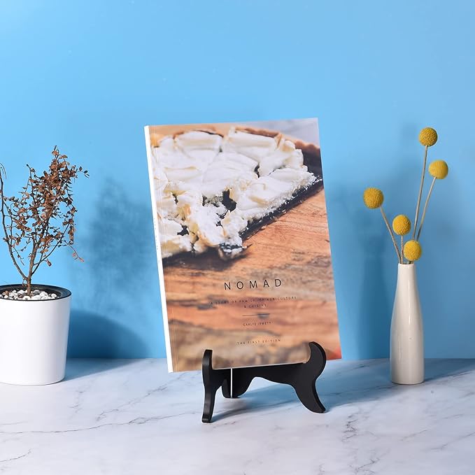 uxcell 4" Easel Plate Holder, Wooden Folding Display Stand Brown for Decorative Picture Frame