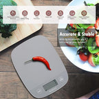 NUTRI FIT Food Scale Kitchen Scales Digital Weight Grams and Ounces for Baking Cooking, Weighing Scale Portion Control, Max 11lb 1g Increment 6 Units Smart Tare Hanging Storage, Gray