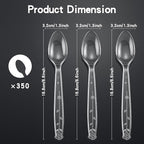 350 Count Clear Plastic Spoons, Extra Heavy Duty Plastic Spoons, Premium Disposable heavy duty spoons Set, BPA-Free Heat Resistant plastic utensils for Party Supplies, Weddings and Everyday Use