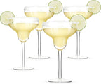 True Margarita Glass, Crystal Stemmed Cocktail Glasses, Dishwasher Safe, Mixed Drink Glasses, Daquiri Glass Holds 10 oz., Set of 4, Clear