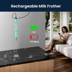 Sakgos Milk Frother with Stand Rechargeable- Handheld Coffee Frother with 3 Stainless Whisks 3 Speed Adjustable, Electric Whisk Drink Mixer, Foam Maker Blender for Matcha Latte Cappuccino Chocolate