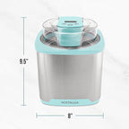 Nostalgia 2-Quart Electric Ice Cream Maker – Make Homemade Ice Cream, Gelato, Sorbet & Frozen Yogurt – No Salt/Ice Needed, Digital Controls, Mix-In Chute & Freezing Gel Canister – Stainless & Aqua