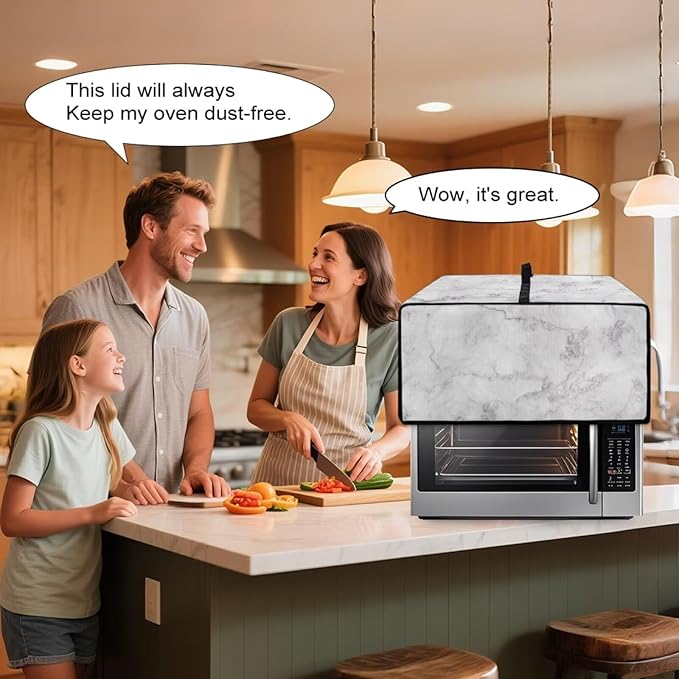 Marble Print Toaster Oven Protective Cover for Kitchen Counter, Heat-resistant Dust-proof Microwave Oven Air Fryer Cover with Storage Pockets (Small-14.5 * 18.46 * 9 inches)