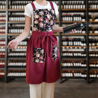 Pinknoke Vintage Pinafore Apron Dress for Women with Pockets Cute Floral Chef Aprons for Kitchen Cooking Baking Gardening